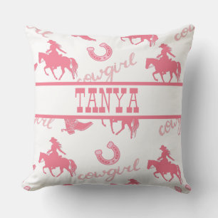 Pink Western Cowgirl Pillow Can Be Personalised