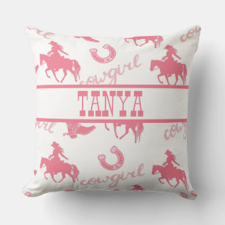 Pink Western Cowgirl Pillow Can Be Personalised