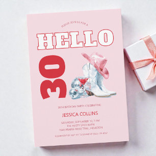 Pink Western Disco Cowgirl 30th Birthday Party Invitation