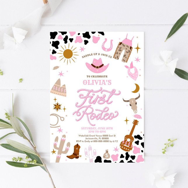 Pink Western First Rodeo Invitation (Creator Uploaded)