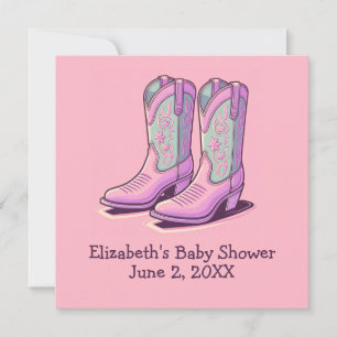Pink Western Girl Baby Shower Cowgirl Boots  Invitation