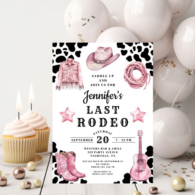 Pink Western Last Rodeo Bachelorette Invitation (Pink Western Last Rodeo Bachelorette Invitation)