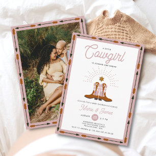 Pink Western Little Cowgirl Rodeo Baby Shower Invitation