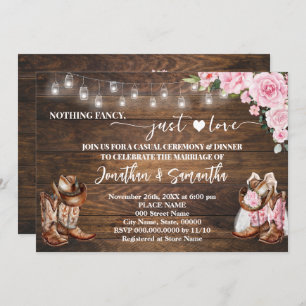 Pink Western Nothing Fancy Just Love Wedding Invitation