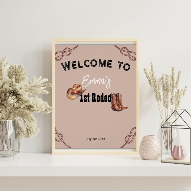 Pink Western Rodeo Cowgirl 1st Birthday Party Sign (Creator Uploaded)