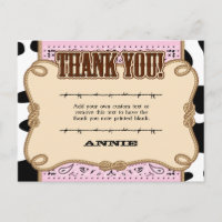 Pink Western Thank You Cards