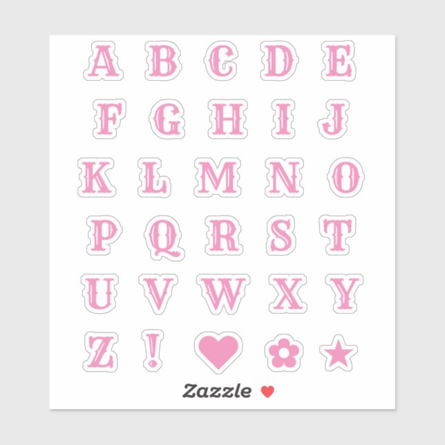 Pink Western Theme Party Letters Monogram Alphabet (Sheet)