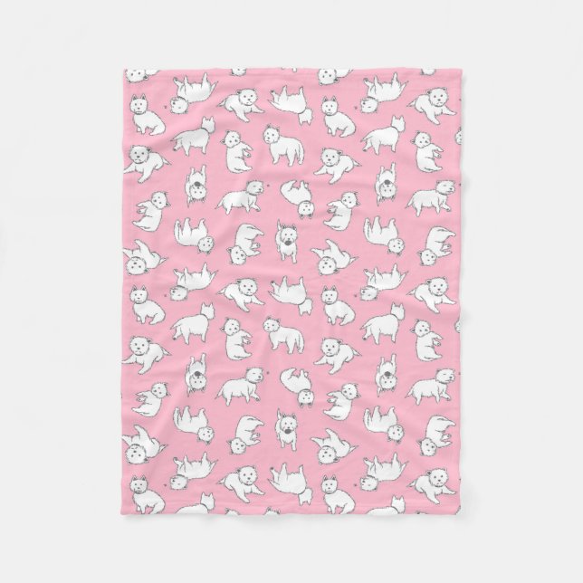 Pink Westies Fleece Blanket (Front)