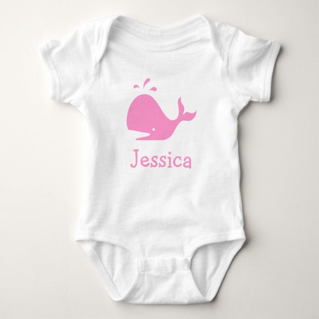 Pink whale baby clothes | Personalizable Baby Bodysuit (Front)