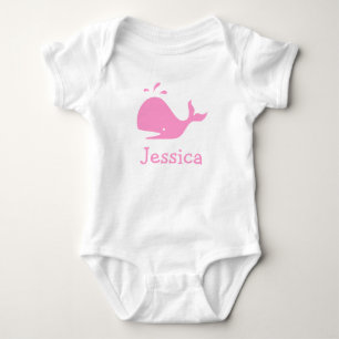 Pink whale baby clothes   Personalizable Bodysuit