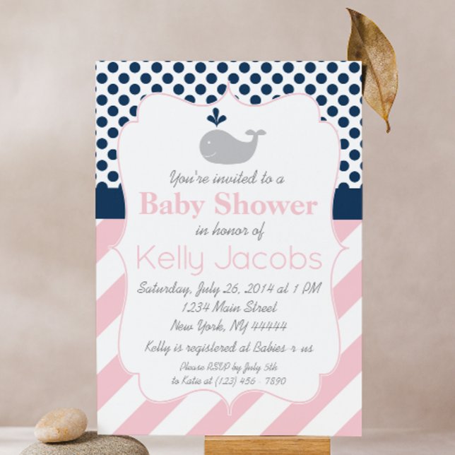 Pink Whale Baby Shower Invitation (Creator Uploaded)