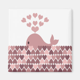 Pink Whale Love Magnet