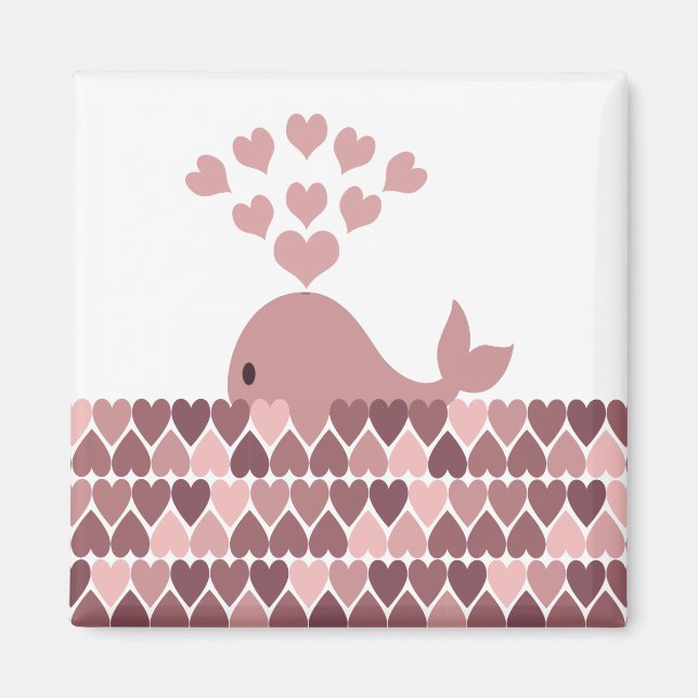 Pink Whale Love Magnet (Front)
