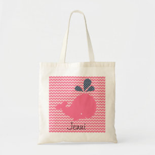 Pink Whale on Pink Chevron Stripes Custom Bag
