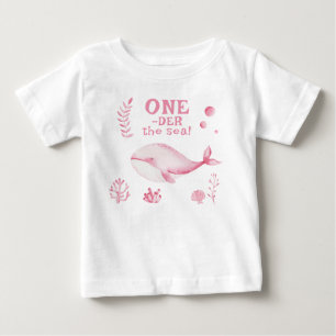 Pink Whale Oneder The Sea 1st Birthday Baby T-Shirt