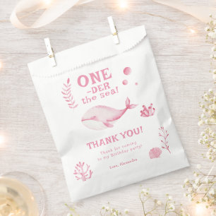 Pink Whale Oneder The Sea 1st Birthday Favour Bag