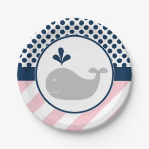 Pink Whale Paper Plates