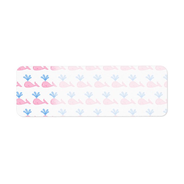 Pink Whale Pattern. Return Address Label (Front)
