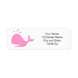 Pink whale return address labels