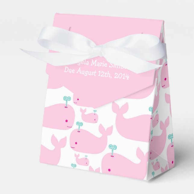 Pink Whale Theme Baby Shower Favour Box (Front Side)