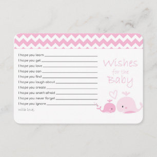 Pink whale Wishes for the baby card