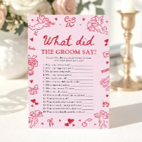 Pink What Did The Groom Say Bridal Shower Game
