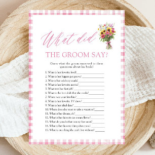 Pink What Did The Groom Say Bridal Shower Game Invitation
