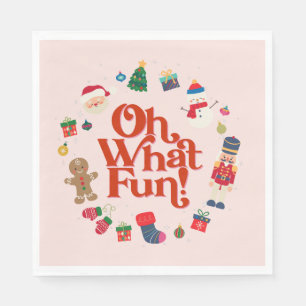 Pink What Fun Christmas Birthday Table Decor  Napkin