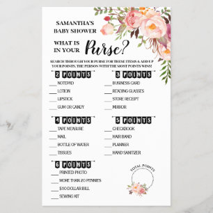 Pink What is in your Purse bilingual game card