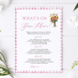 Pink What's on Your Phone Bridal Shower Game Invitation
