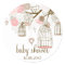 Pink Whimsical Birdcages Baby Shower Sticker