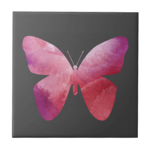 Pink whimsical butterfly ceramic tile