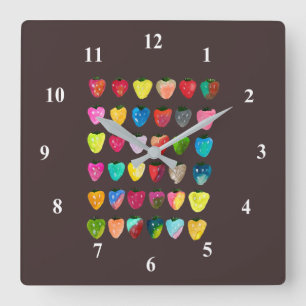 Pink whimsical butterfly square wall clock
