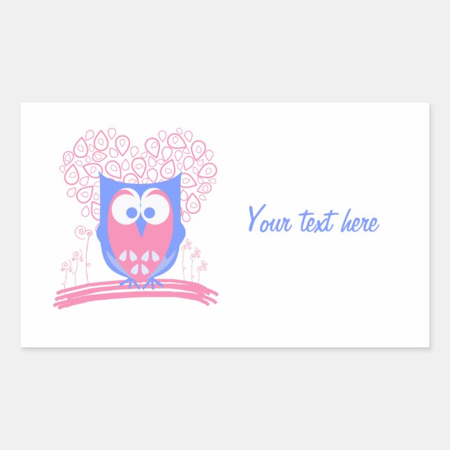 Pink Whimsical Cute Owl Custom stickers (Front)