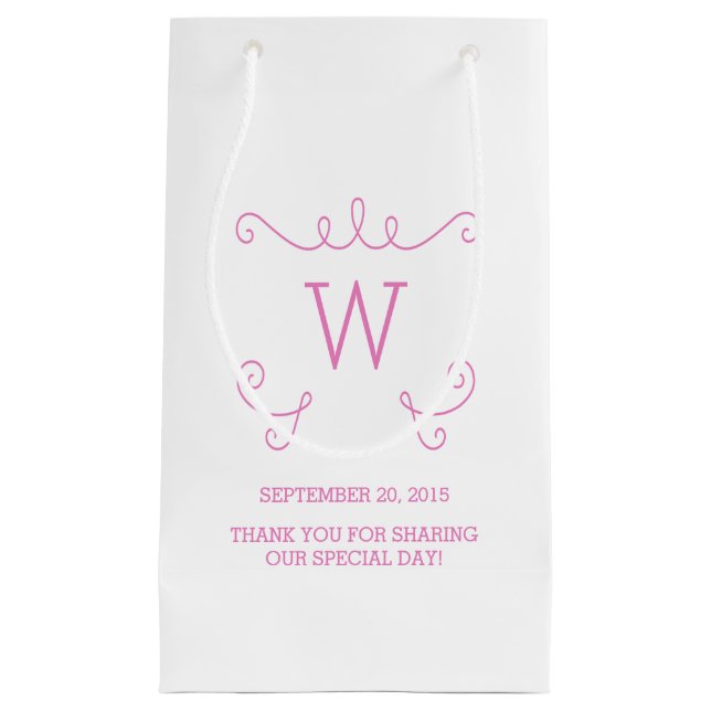 Pink Whimsical Flourish Monogram Gift Bag (Front)