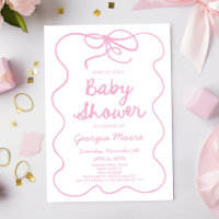 Pink Whimsical Hand Drawn Bow Baby Shower