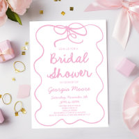 Pink Whimsical Hand Drawn Bow Bridal Shower