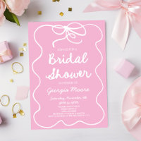 Pink Whimsical Hand Drawn Bow Bridal Shower
