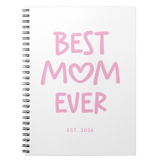 Pink Whimsical Heart Best Mum Ever Notebook (Front)