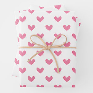 Pink Whimsical Hearts Wrapping Paper Sheet