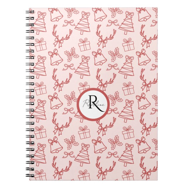 Pink Whimsical Patterns Notebook (Front)