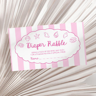 Pink Whimsical Seashell Baby Shower Diaper Raffle Enclosure Card