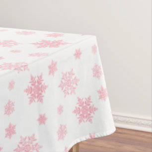 Pink Whimsical Snowflake Pattern Aesthetic Tablecloth