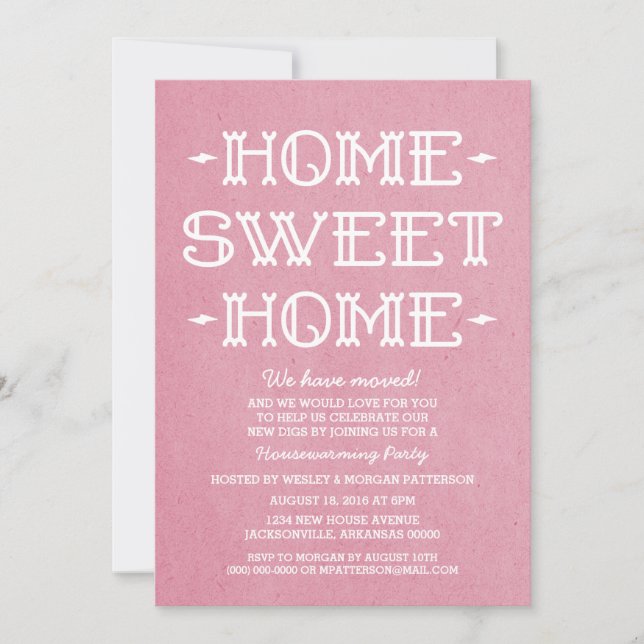 Pink Whimsical Sweet Home Housewarming Party Invitation (Front)