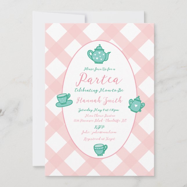 Pink Whimsical Tea Party Baby Shower Invitation (Front)