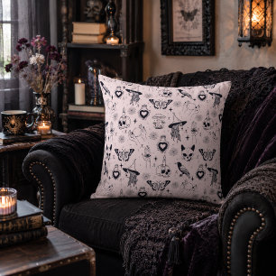 Pink Whimsigoth Witchy Pattern Cushion