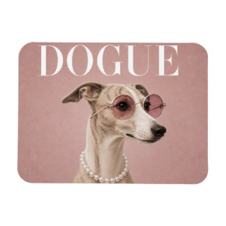Pink Whippet Dog Covergirl Magnet