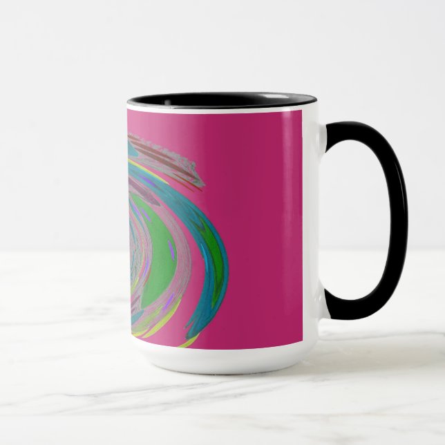 Pink Whirlwind Design Monogram Mug (Right)