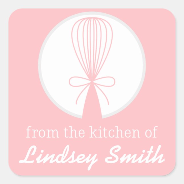 Pink Whisk Silhouette Kitchen Labels (Front)