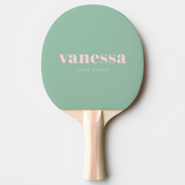 Pink Whisper Reverse Minimal Modern Classic Name Ping Pong Paddle (Front)